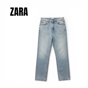047 Zara Hi-Rise 6 Women Blue Boyfriend Jeans